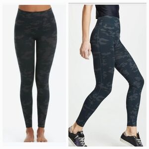 SPANX CAMO LEGGINGS BLACK GREY GREEN XL